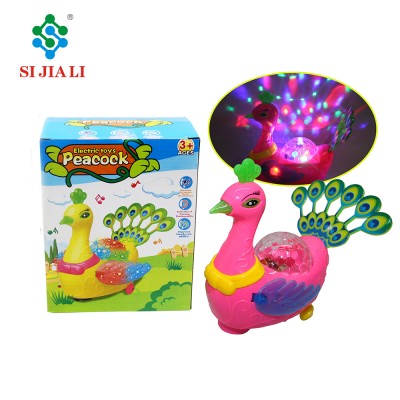 Flashing 3D Light Colorful BO Peacock toys