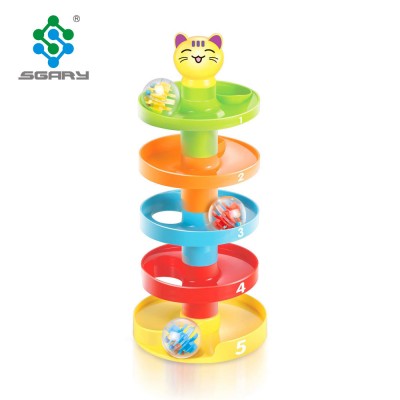 Activity Toddler Toys 5 Layers Ball Drop And Roll And Ramp Whirl Baby Tower