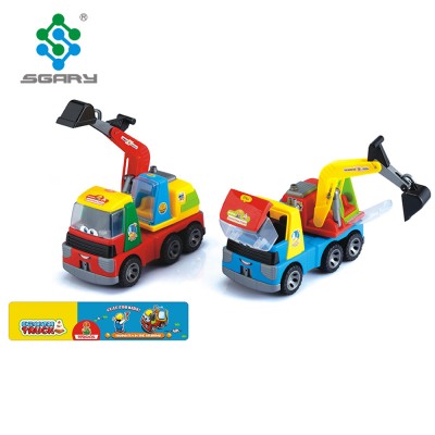 Hot Sale Kids Plastic Friction Power Cartoon Toys engineering excavator